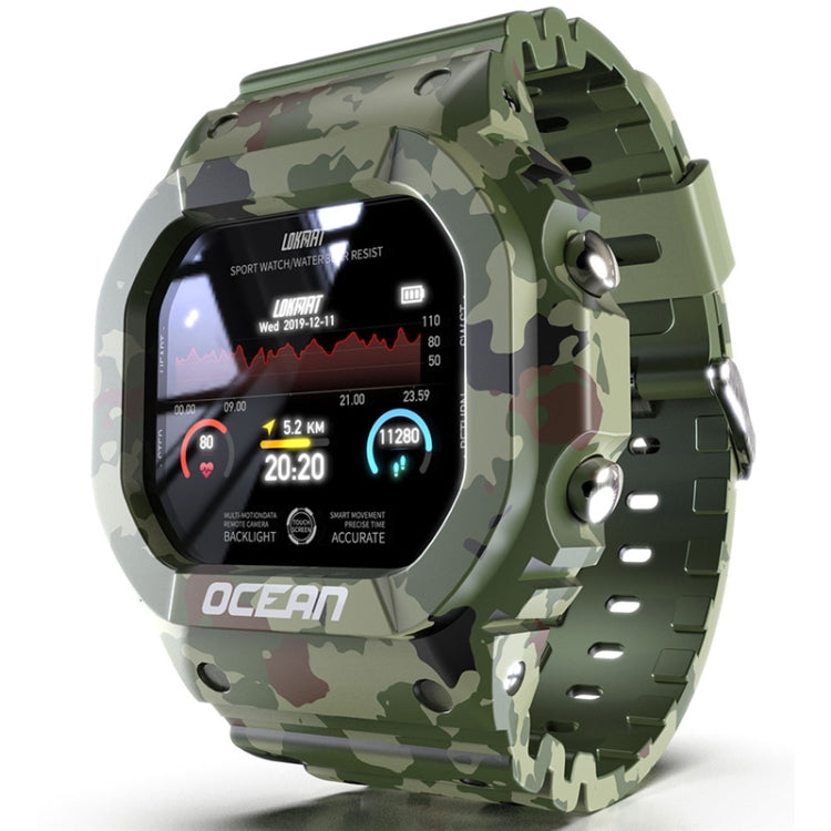 OCEAN Smart Watch – 1.14" Screen, IP68 Waterproof Camouflage Green