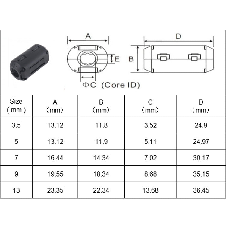 10 PCS 3.5mm Anti-interference Degaussing Ring Ferrite Ring Cable Clip Core Noise Suppressor Filter, A3965