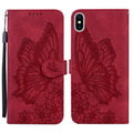 Retro Skin Feel Butterflies Embossing Horizontal Flip Leather Case with Holder & Card Slots & Wallet, For iPhone XS Max For iPhone XS Max Red