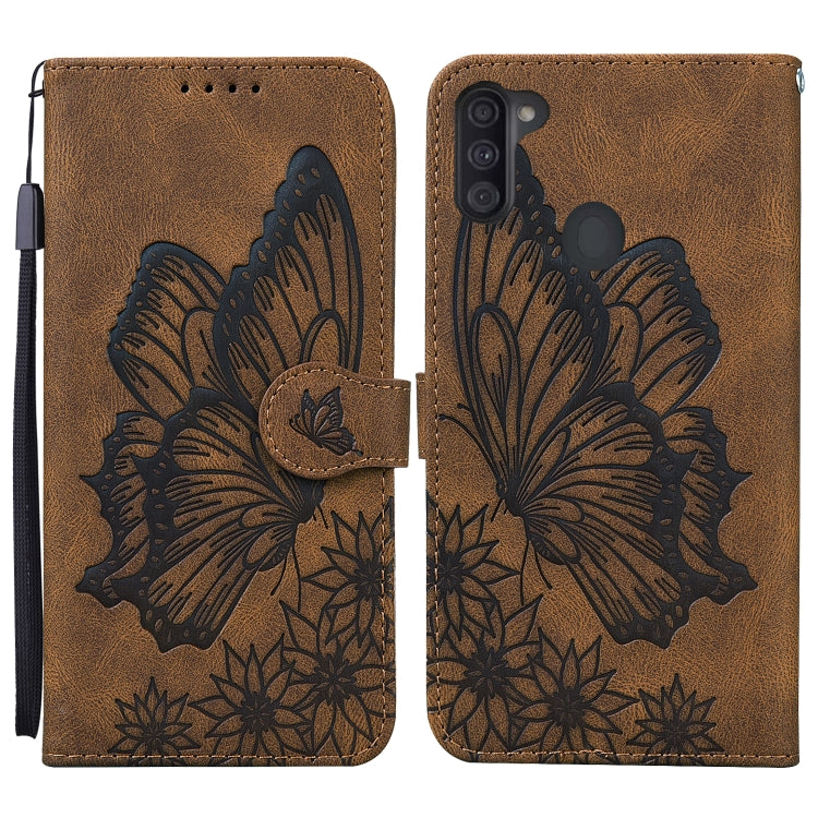 Retro Skin Feel Butterflies Embossing Horizontal Flip Leather Case with Holder & Card Slots & Wallet, For Samsung Galaxy A11, For Samsung Galaxy A12 5G, For Samsung Galaxy A21, For Samsung Galaxy A21s For Samsung Galaxy A11 Brown