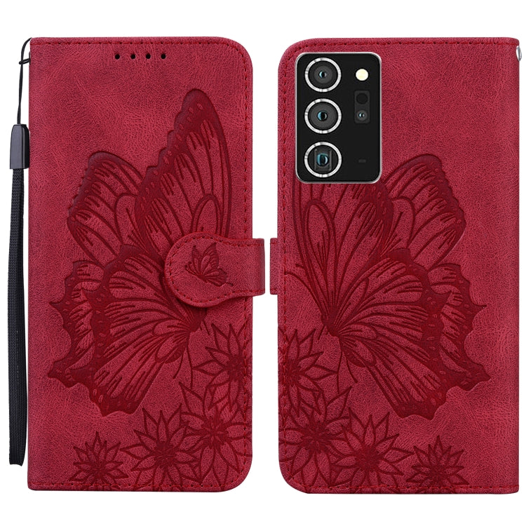 Retro Skin Feel Butterflies Embossing Horizontal Flip Leather Case with Holder & Card Slots & Wallet – Card Slot, Flip, Leather, For Samsung Galaxy A42 5G, For Samsung Galaxy A51, For Samsung Galaxy A71, For Samsung Galaxy Note20 Ultra For Samsung Galaxy Note20 Ultra Red
