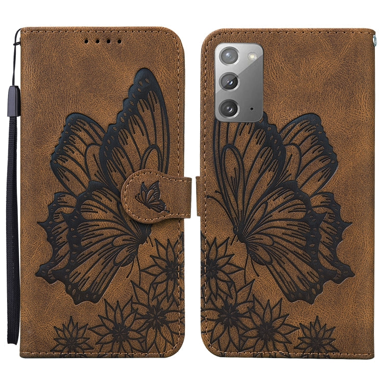 Retro Skin Feel Butterflies Embossing Horizontal Flip Leather Case with Holder & Card Slots & Wallet, For Samsung Galaxy Note20, For Samsung Galaxy Note20 5G, For Samsung Galaxy S20, For Samsung Galaxy S20 FE For Samsung Galaxy Note20 Brown