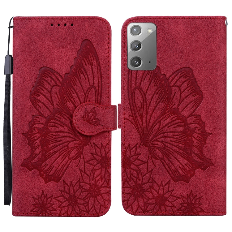 Retro Skin Feel Butterflies Embossing Horizontal Flip Leather Case with Holder & Card Slots & Wallet – Card Slot, Flip, Leather, For Samsung Galaxy Note20, For Samsung Galaxy Note20 5G, For Samsung Galaxy S20, For Samsung Galaxy S20 FE For Samsung Galaxy Note20 Red