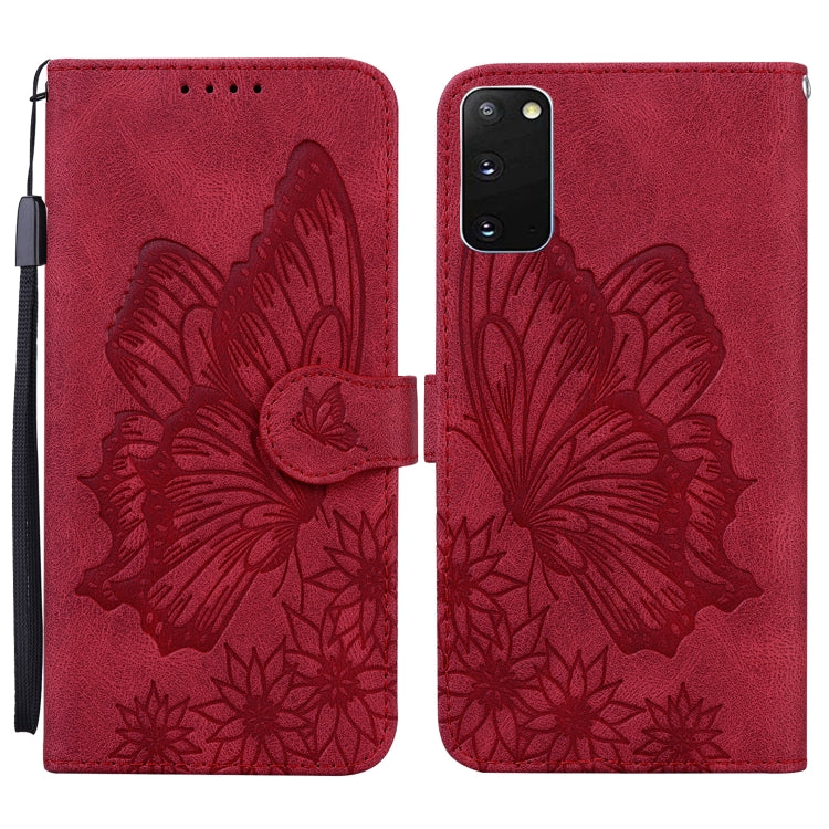 Retro Skin Feel Butterflies Embossing Horizontal Flip Leather Case with Holder & Card Slots & Wallet – Card Slot, Flip, Leather, For Samsung Galaxy Note20, For Samsung Galaxy Note20 5G, For Samsung Galaxy S20, For Samsung Galaxy S20 FE For Samsung Galaxy S20 Red