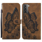 Retro Skin Feel Butterflies Embossing Horizontal Flip Leather Case with Holder & Card Slots & Wallet, For Samsung Galaxy S21+ 5G For Samsung Galaxy S21+ 5G Brown