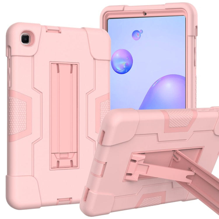 Contrast Color Robot Shockproof Silicon + PC Protective Case with Holder – Shockproof, For Samsung Galaxy Tab S6 Lite P610, For Samsung Galaxy Tab A 8.4 (2020) T307 For Samsung Galaxy Tab A 8.4 (2020) T307 Rose Gold