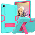 Contrast Color Robot Shockproof Silicon + PC Protective Case with Holder, For Samsung Galaxy Tab A7 10.4 (2020) T500 For Samsung Galaxy Tab A7 10.4 (2020) T500 Mint Green + Rose Red