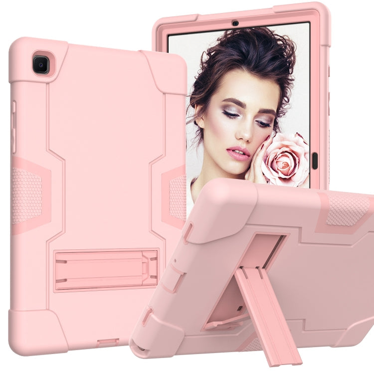 Contrast Color Robot Shockproof Silicon + PC Protective Case with Holder – Shockproof, For Samsung Galaxy Tab A7 10.4 (2020) T500 For Samsung Galaxy Tab A7 10.4 (2020) T500 Rose Gold