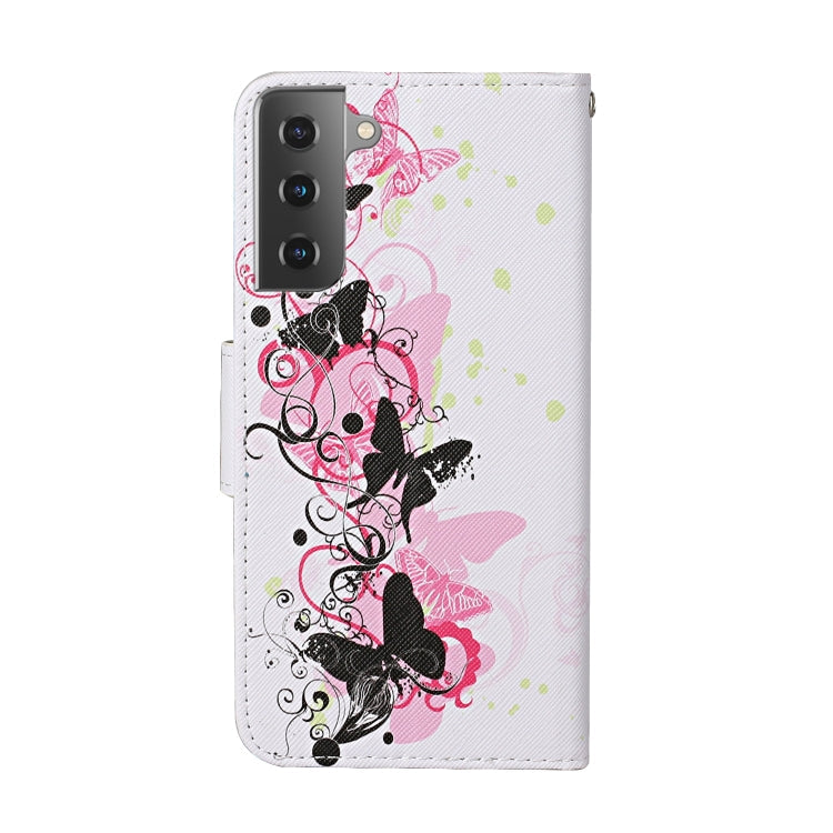 Colored Drawing Pattern Horizontal Flip Leather Case with Holder & Card Slots & Wallet & Lanyard – Lanyard, Card Slot, Flip, For Samsung Galaxy S21+ 5G, For Samsung Galaxy S21 Ultra 5G