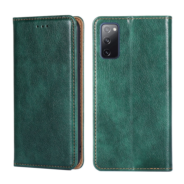 PU + TPU Gloss Oil Solid Color Magnetic Horizontal Flip Leather Case with Holder & Card Slot & Wallet, For Samsung Galaxy S20 FE For Samsung Galaxy S20 FE Green