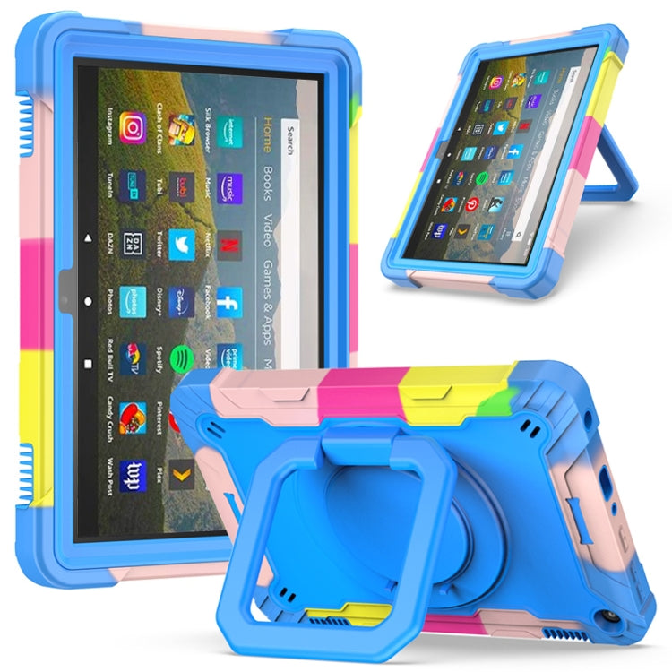 Contrast Color Shockproof Robot Silicone + PC Case with Wristband Holder – Shockproof, For Amazon Kindle Fire HD 8 (2020), For Samsung Galaxy Tab A7 10.4 (2020) T500 / T505 For Amazon Kindle Fire HD 8 (2020) Camouflage + Blue