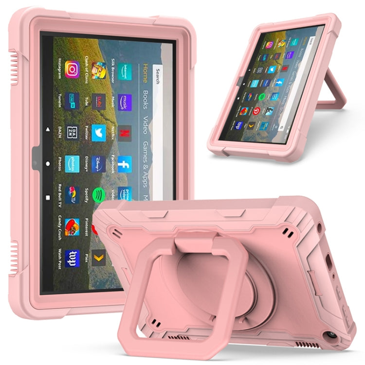 Contrast Color Shockproof Robot Silicone + PC Case with Wristband Holder – Shockproof, For Amazon Kindle Fire HD 8 (2020), For Samsung Galaxy Tab A7 10.4 (2020) T500 / T505 For Amazon Kindle Fire HD 8 (2020) Rose Gold