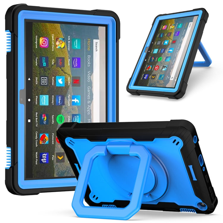 Contrast Color Shockproof Robot Silicone + PC Case with Wristband Holder – Shockproof, For Amazon Kindle Fire HD 8 (2020), For Samsung Galaxy Tab A7 10.4 (2020) T500 / T505 For Amazon Kindle Fire HD 8 (2020) Black + Blue