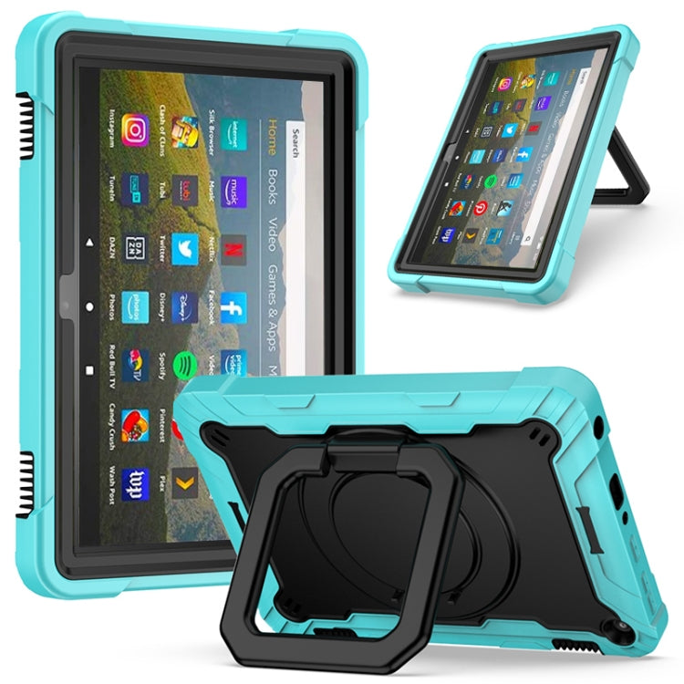 Contrast Color Shockproof Robot Silicone + PC Case with Wristband Holder – Shockproof, For Amazon Kindle Fire HD 8 (2020), For Samsung Galaxy Tab A7 10.4 (2020) T500 / T505 For Amazon Kindle Fire HD 8 (2020) Mint Green + Black