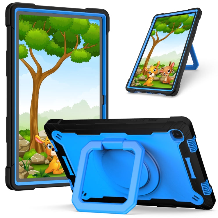 Contrast Color Shockproof Robot Silicone + PC Case with Wristband Holder – Shockproof, For Amazon Kindle Fire HD 8 (2020), For Samsung Galaxy Tab A7 10.4 (2020) T500 / T505 For Samsung Galaxy Tab A7 10.4 (2020) T500 T505 Black + Blue