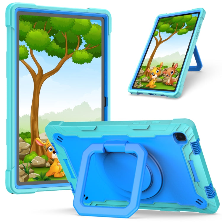 Contrast Color Shockproof Robot Silicone + PC Case with Wristband Holder – Shockproof, For Amazon Kindle Fire HD 8 (2020), For Samsung Galaxy Tab A7 10.4 (2020) T500 / T505 For Samsung Galaxy Tab A7 10.4 (2020) T500 T505 Mint Green + Blue