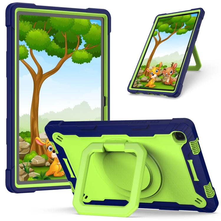 Contrast Color Shockproof Robot Silicone + PC Case with Wristband Holder – Shockproof, For Amazon Kindle Fire HD 8 (2020), For Samsung Galaxy Tab A7 10.4 (2020) T500 / T505 For Samsung Galaxy Tab A7 10.4 (2020) T500 T505 Navy Blue + Yellow-green