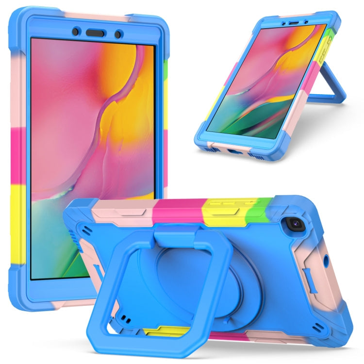 Contrast Color Shockproof Robot Silicone + PC Case with Wristband Holder – Shockproof, For Samsung Galaxy Tab A10.1 (2019) T510, For Samsung Galaxy Tab A 8.0 (2019) T290 For Samsung Galaxy Tab A 8.0 (2019) T290 Camouflage + Blue