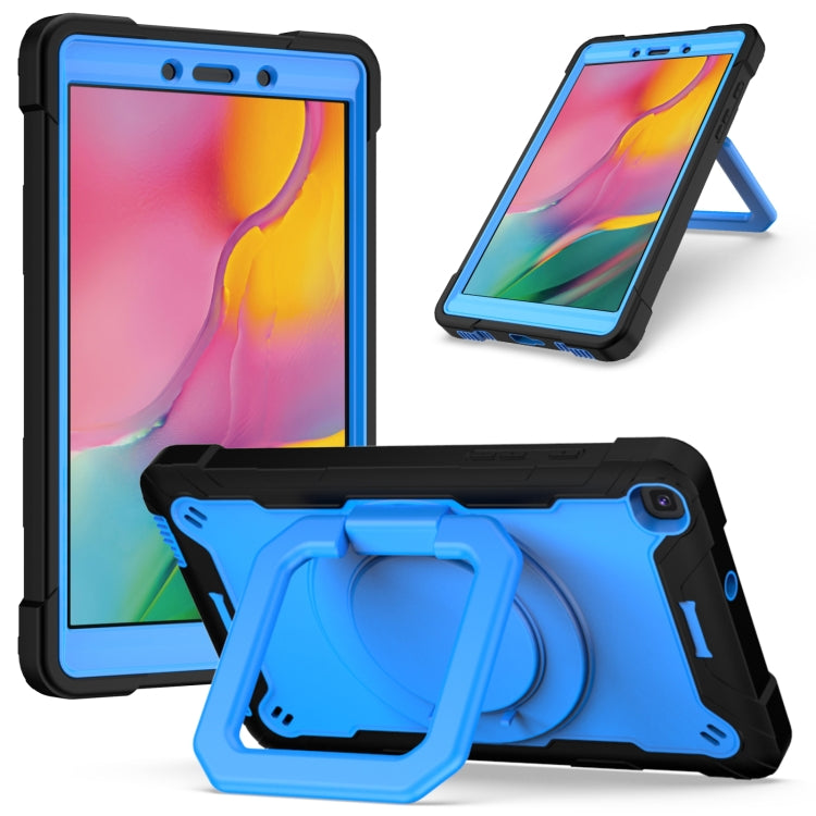 Contrast Color Shockproof Robot Silicone + PC Case with Wristband Holder – Shockproof, For Samsung Galaxy Tab A10.1 (2019) T510, For Samsung Galaxy Tab A 8.0 (2019) T290 For Samsung Galaxy Tab A 8.0 (2019) T290 Black + Blue