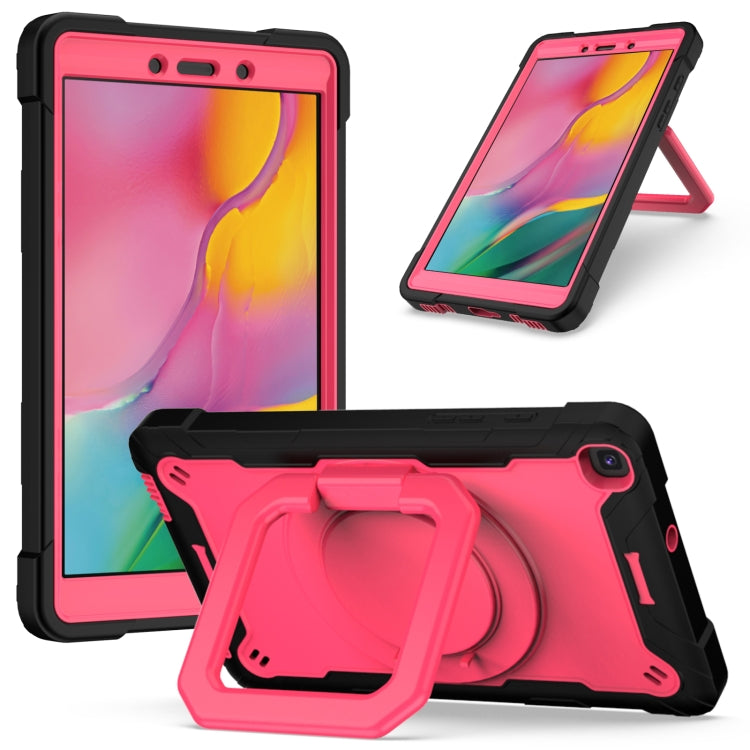 Contrast Color Shockproof Robot Silicone + PC Case with Wristband Holder – Shockproof, For Samsung Galaxy Tab A10.1 (2019) T510, For Samsung Galaxy Tab A 8.0 (2019) T290 For Samsung Galaxy Tab A 8.0 (2019) T290 Black + Rose Red