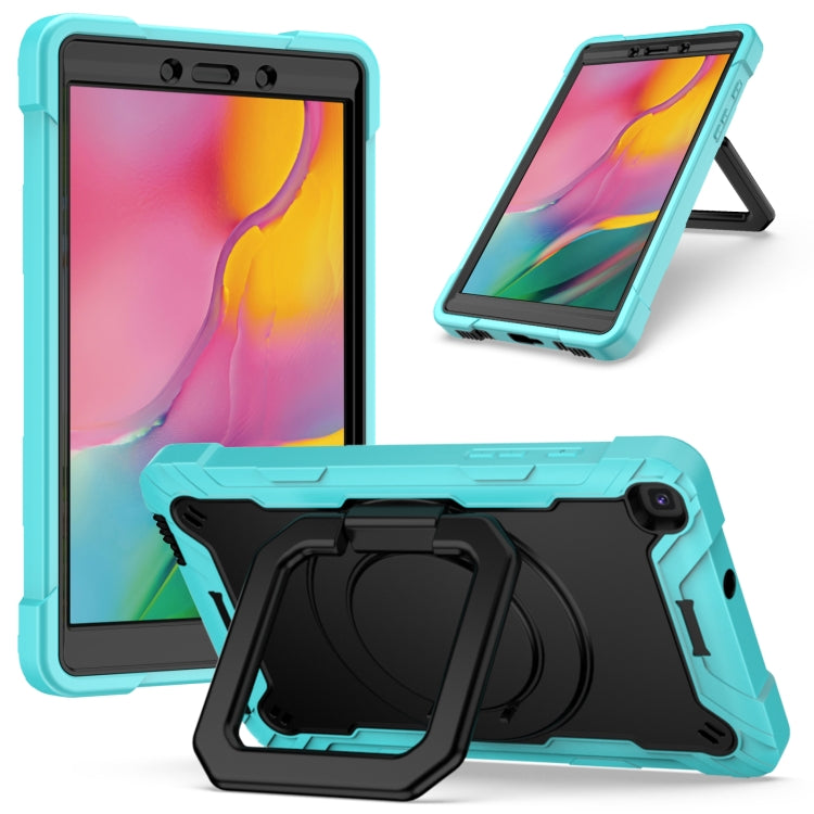 Contrast Color Shockproof Robot Silicone + PC Case with Wristband Holder – Shockproof, For Samsung Galaxy Tab A10.1 (2019) T510, For Samsung Galaxy Tab A 8.0 (2019) T290 For Samsung Galaxy Tab A 8.0 (2019) T290 Mint Green + Black
