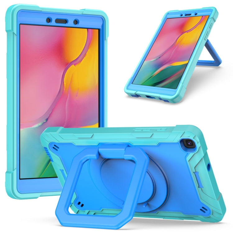 Contrast Color Shockproof Robot Silicone + PC Case with Wristband Holder – Shockproof, For Samsung Galaxy Tab A10.1 (2019) T510, For Samsung Galaxy Tab A 8.0 (2019) T290 For Samsung Galaxy Tab A 8.0 (2019) T290 Mint Green + Blue