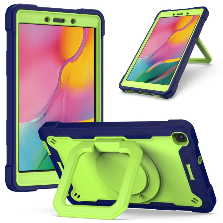 Contrast Color Shockproof Robot Silicone + PC Case with Wristband Holder – Shockproof, For Samsung Galaxy Tab A10.1 (2019) T510, For Samsung Galaxy Tab A 8.0 (2019) T290 For Samsung Galaxy Tab A 8.0 (2019) T290 Navy Blue + Yellow-green