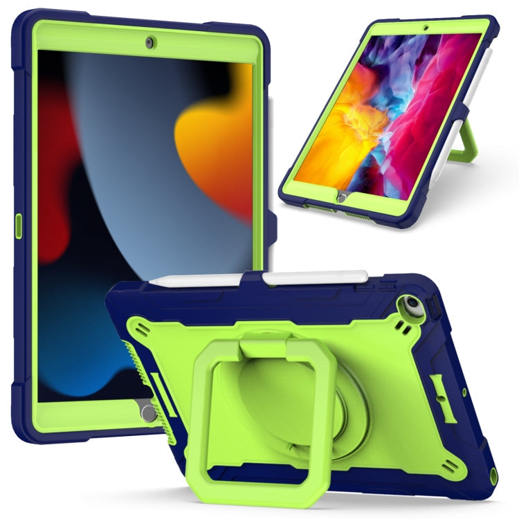 Watch Band – Shockproof, Silicone For iPad 10.2 2021 2020 2019 Navy Blue + Yellow-green