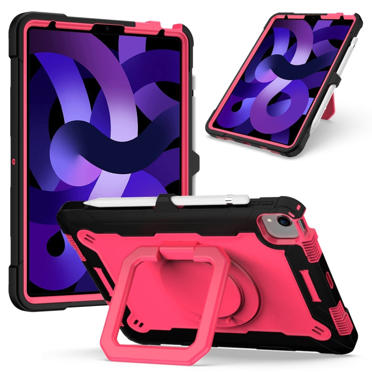 Watch Band – Shockproof, Silicone For iPad Air 2022 2020 10.9 Black + Rose Red