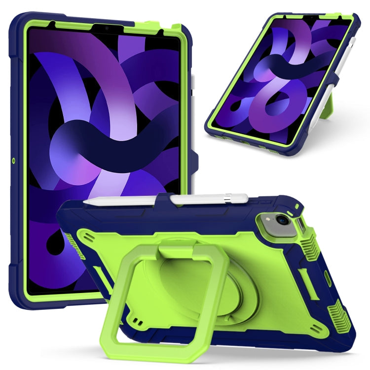 Watch Band – Shockproof, Silicone For iPad Air 2022 2020 10.9 Navy Blue + Yellow-green