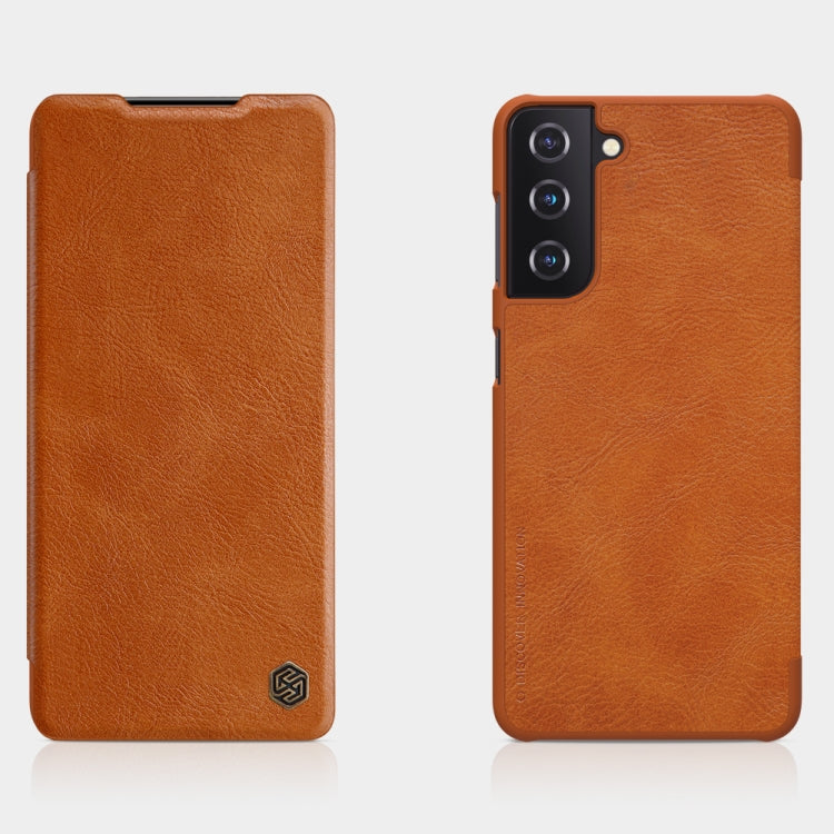 NILLKIN QIN Series Crazy Horse Texture Horizontal Flip Leather Case with Card Slot – Card Slot, Flip, Leather, For OnePlus Nord N100, For Samsung Galaxy S21 Plus 5G For Samsung Galaxy S21 Plus 5G Brown