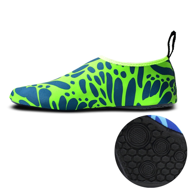 Non-slip Wear-resisting Thick Rubber Sole Diving Shoes and Socks, One Pair, XS, S XS Figured Green