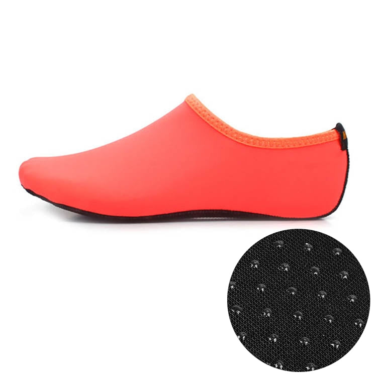 Non-slip Plastic Grain Texture Thick Cloth Sole Solid Color Diving Shoes and Socks, One Pair, XXXS, XXS, XS, S – Non-slip XXXS Orange