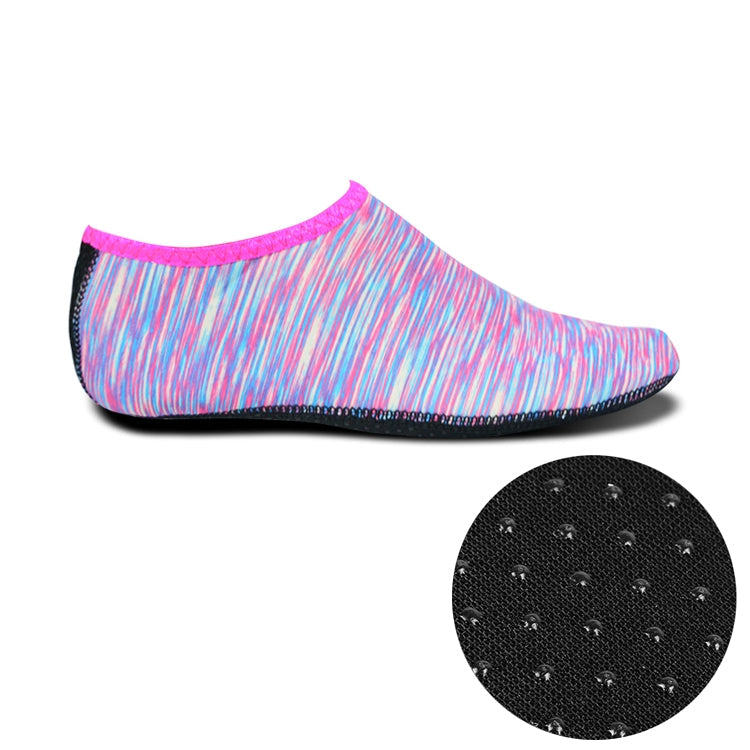 Non-slip Plastic Grain Texture Thick Cloth Sole Printing Diving Shoes and Socks, One Pair, XXXS, XXS, XS, S – Non-slip S Purple Lines