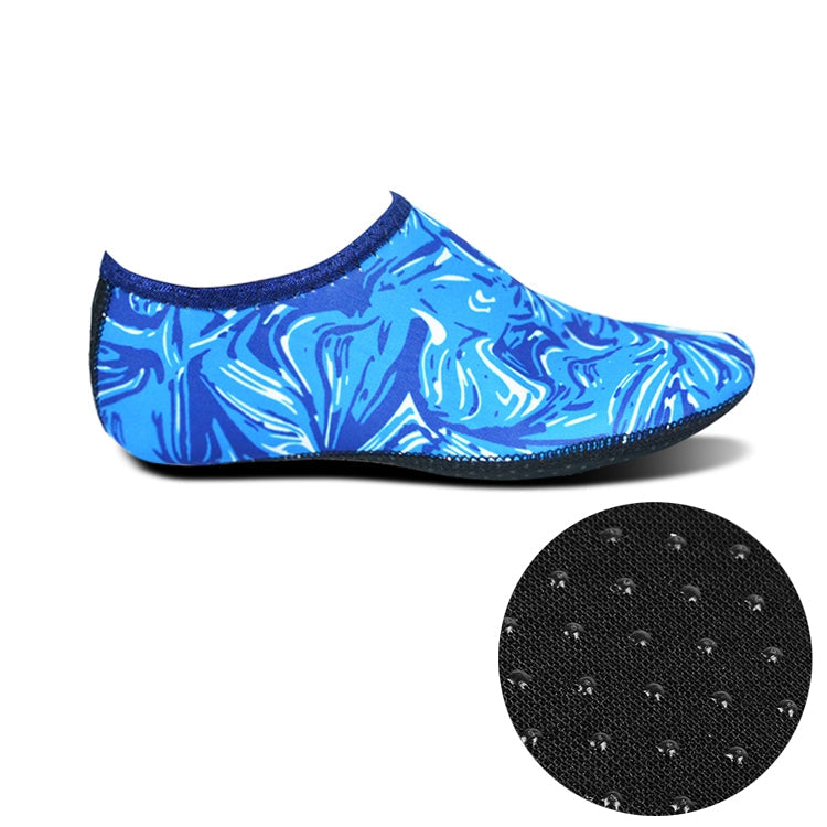 Non-slip Plastic Grain Texture Thick Cloth Sole Printing Diving Shoes and Socks, One Pair, XXXL XXXL Blue Figured