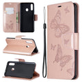Two Butterflies Embossing Pattern Horizontal Flip Leather Case with Holder & Card Slot & Wallet & Lanyard, For Galaxy A20s, For Xiaomi Redmi Note 8 Pro For Galaxy A20s Gold