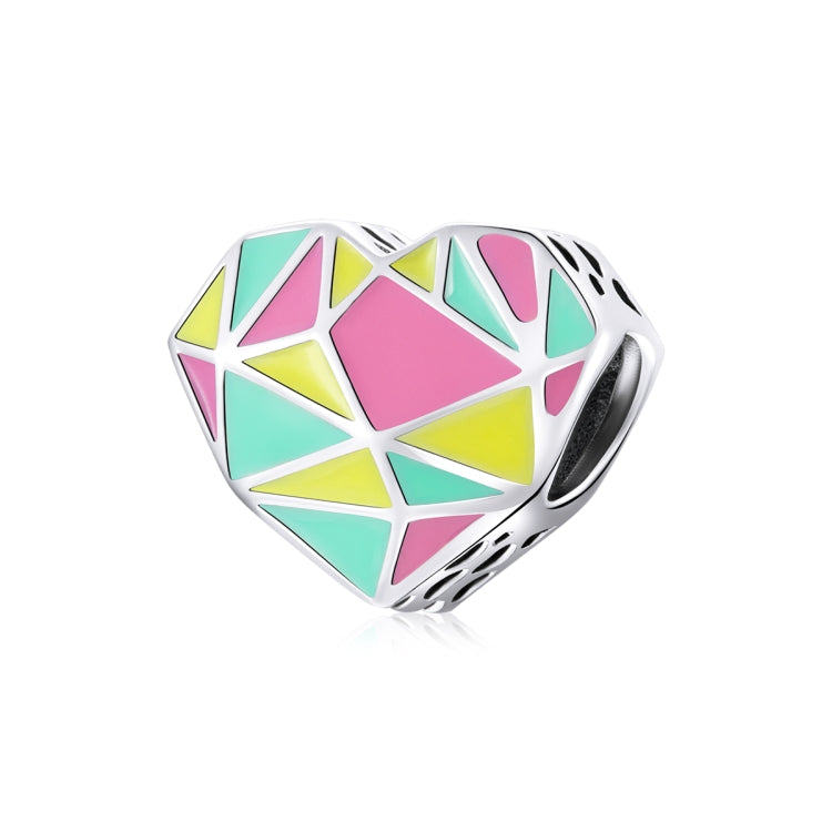 S925 Sterling Silver Heart Geometry Beads DIY Bracelet Necklace Accessories, Heart Geometry Heart Geometry