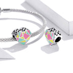 S925 Sterling Silver Heart Geometry Beads DIY Bracelet Necklace Accessories, Heart Geometry