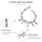 S925 Sterling Silver Paperclip Love Women Bracelet Jewelry, 17cm, 19cm