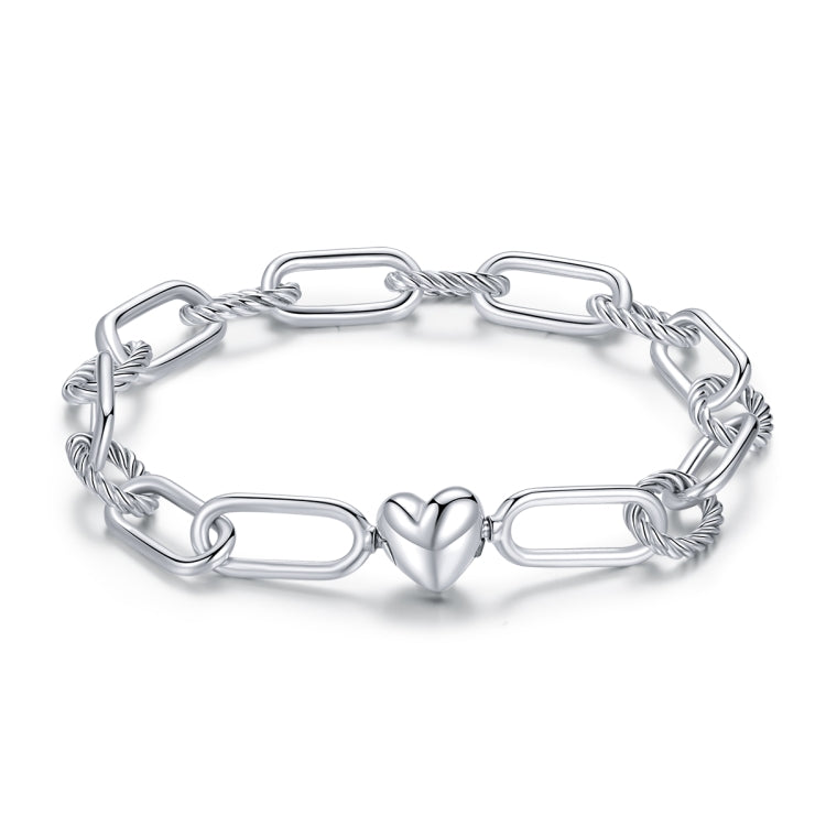 S925 Sterling Silver Paperclip Love Women Bracelet Jewelry, 17cm, 19cm – Durable Build, Easy to Use 19cm