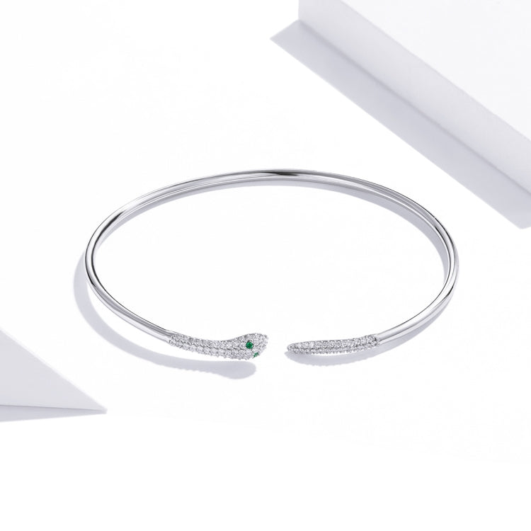 S925 Sterling Silver Snake Open Bracelet Women Jewelry, Snake