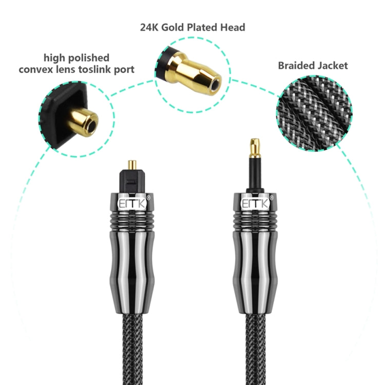 EMK OD1.0mm 3.5mm Digital Sound Toslink to Mini Toslink Digital Optical Audio Cable, 1m, 1.5m, 2m, 3m, 5m – 4K