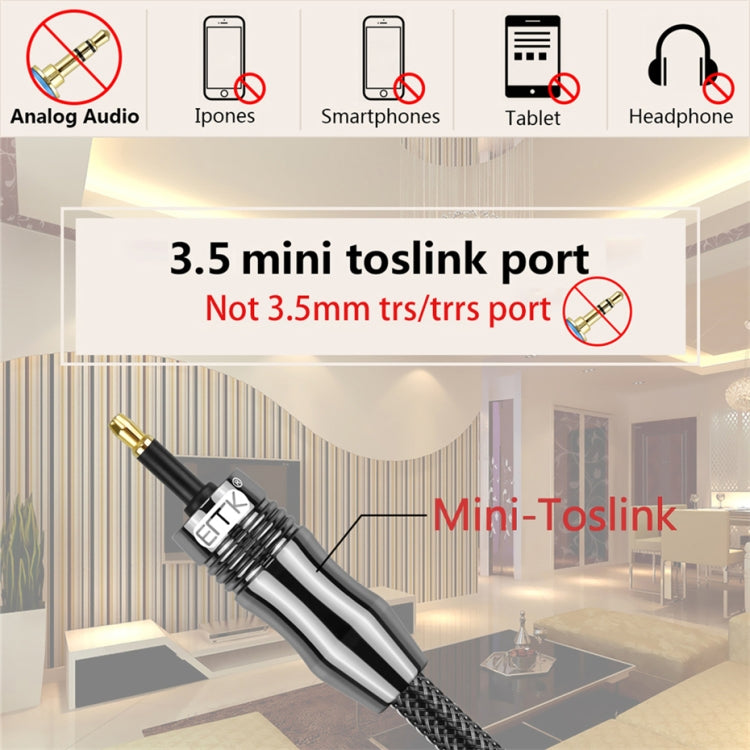 EMK OD1.0mm 3.5mm Digital Sound Toslink to Mini Toslink Digital Optical Audio Cable, 1m, 1.5m, 2m, 3m, 5m – 4K
