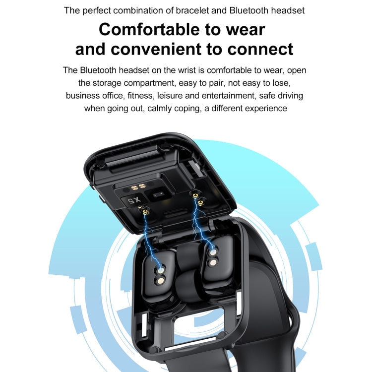 X5 1.54 inch HD Color Screen Bluetooth Earphone Smart Bracelet, Support Sleep Monitoring / Blood Pressure Monitoring / Heart Rate Monitoring