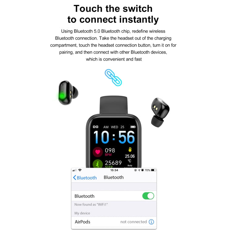 X5 1.54 inch HD Color Screen Bluetooth Earphone Smart Bracelet, Support Sleep Monitoring / Blood Pressure Monitoring / Heart Rate Monitoring