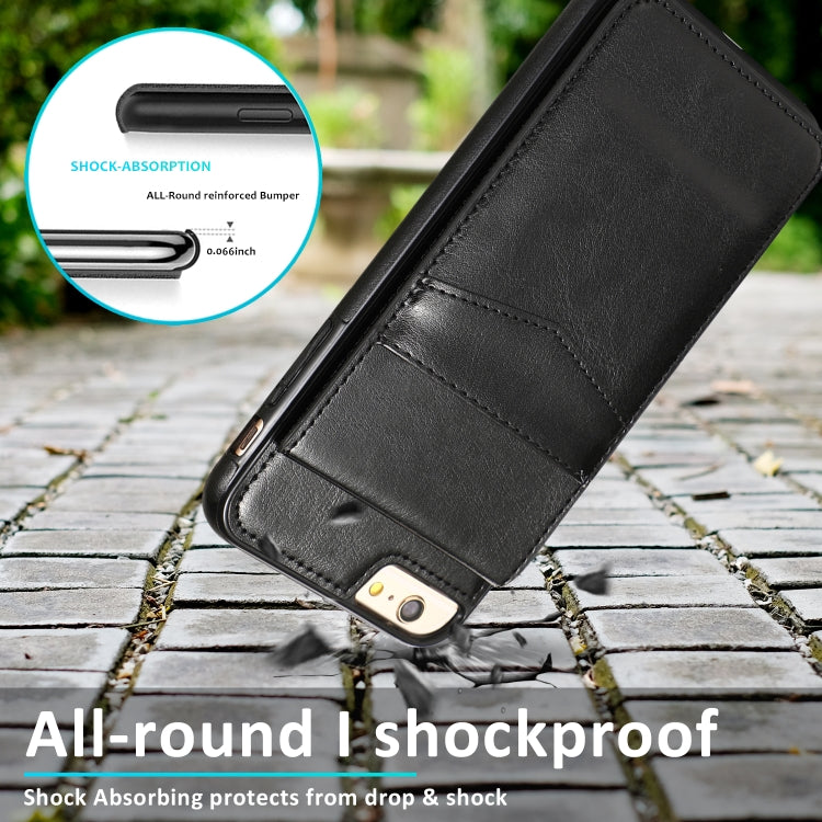 Solid Color PC + TPU Protective Case with Holder & Card Slots, For... (iPhone 6)