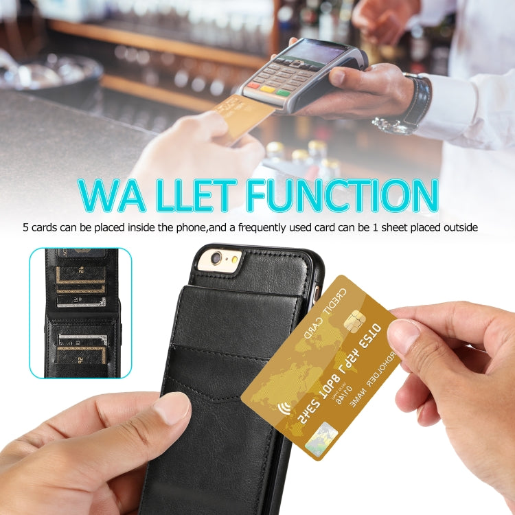 Solid Color PC + TPU Protective Case with Holder & Card Slots, For... (iPhone 6)
