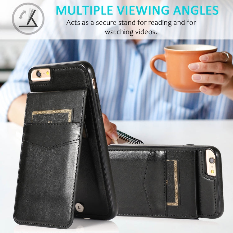 Solid Color PC + TPU Protective Case with Holder & Card Slots, For... (iPhone 6)