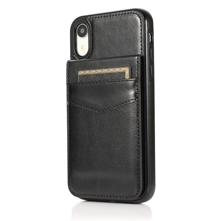 Solid Color PC + TPU Protective Case with Holder & Card Slots, For... (iPhone XR)