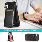 Solid Color PC + TPU Protective Case with Holder & Card Slots, For... (iPhone XR)